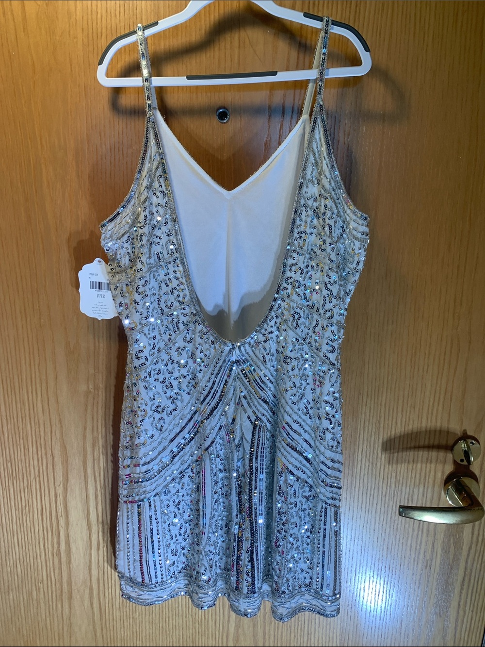 New! Altar’d State Ivory Mini Dress with Sequin Detailing Size M - Picture 4 of 6